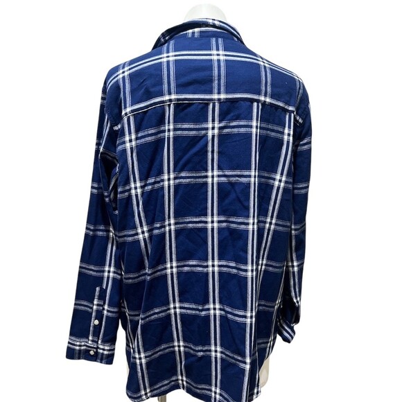 Jachs Girlfriend Womens Button-Up Shirt Size XL Navy Blue White Plaid - Picture 7 of 10